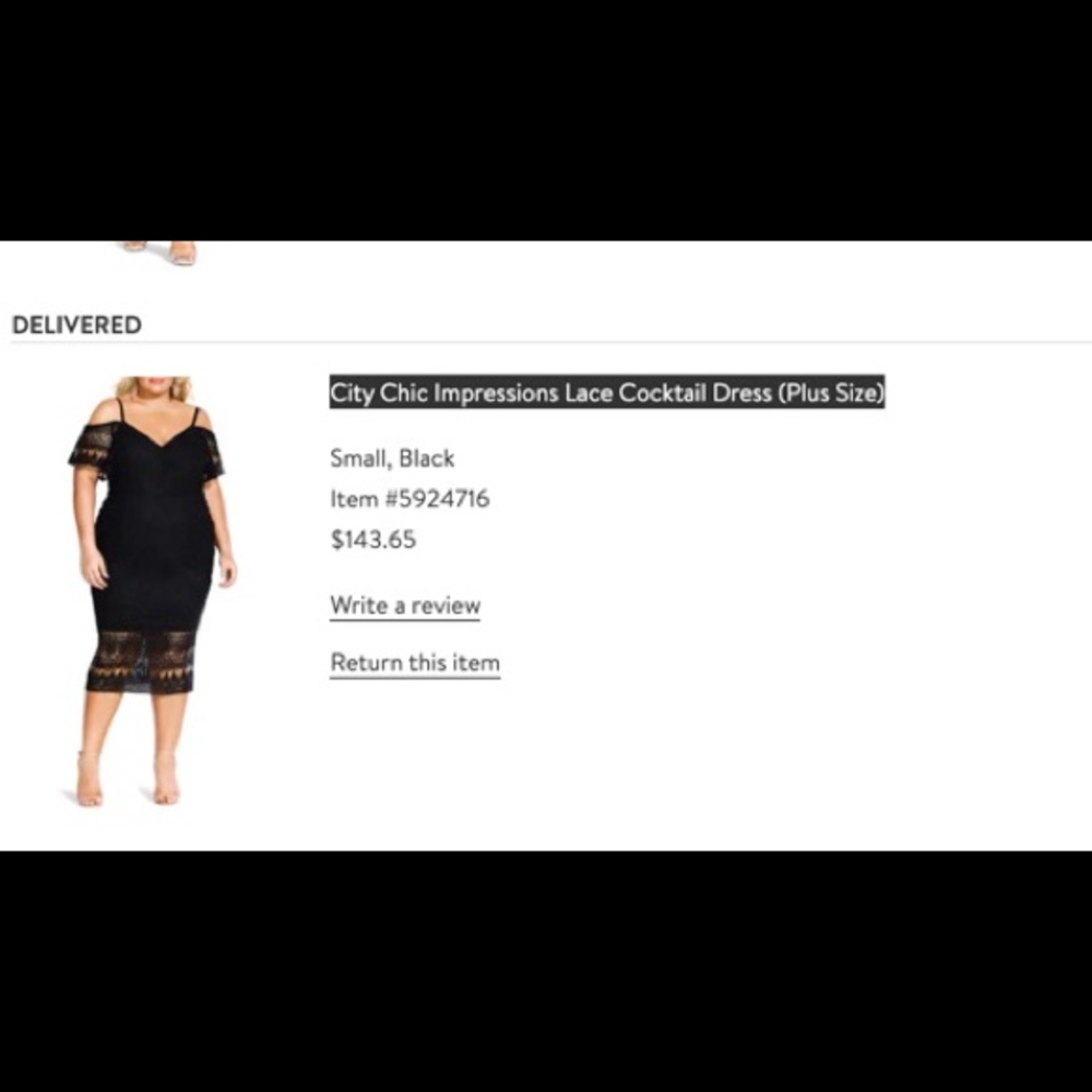 City Chic Black Cold-Shoulder Lace Midi Dress - Picture 6 of 10